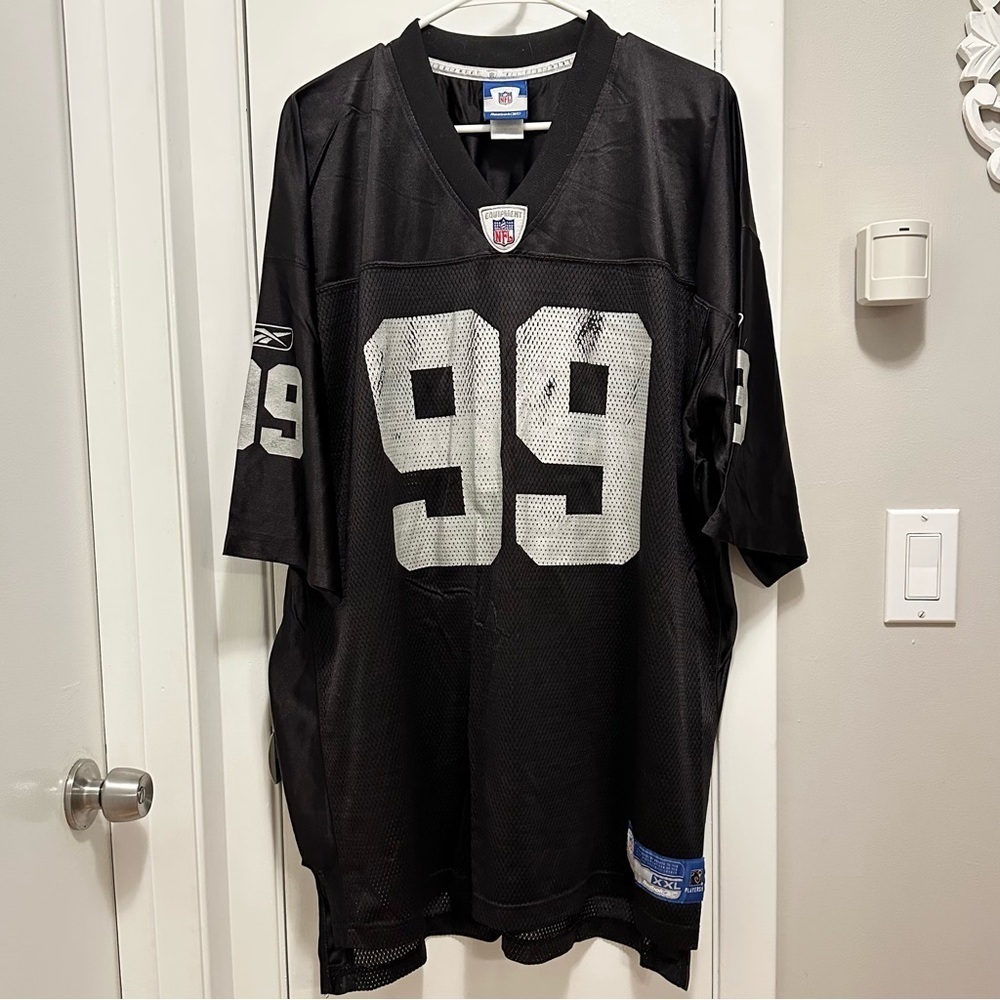 Vtg Reebok Oakland Raiders Warren Sapp 99 NFL Football Screenprint Jersey XXL